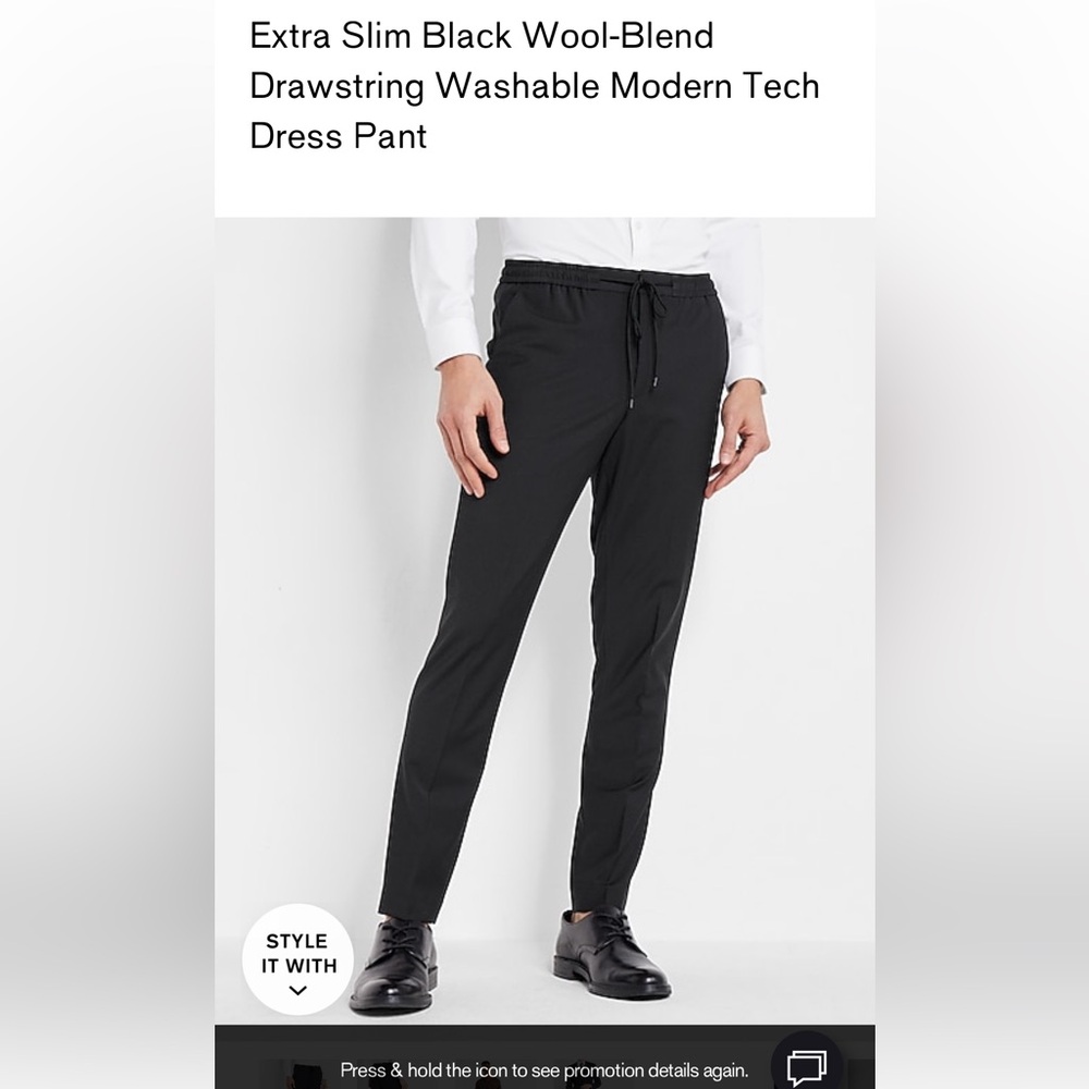 Express Men's Black Drawstring Pants NWT 34x30 tags removed but never worn